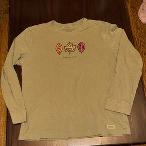 Life is Good brown tribal leaves print men’s Crusher T-shirt size large